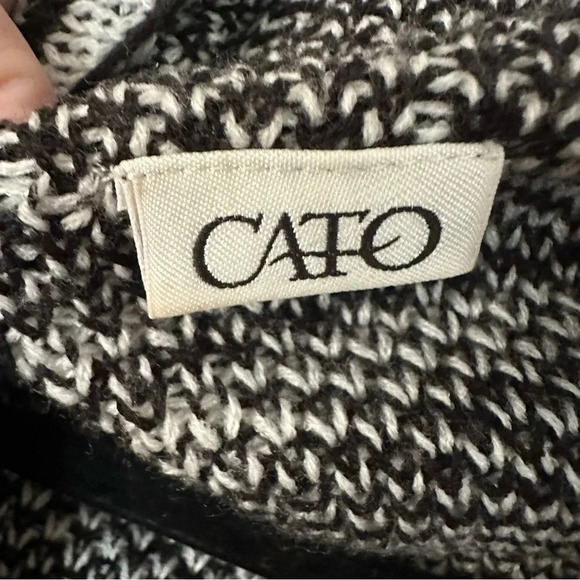 Cato Women’s Long Sleeve Black & White Knit Open Front Cardigan Sweater Sz L GUC - Picture 5 of 8